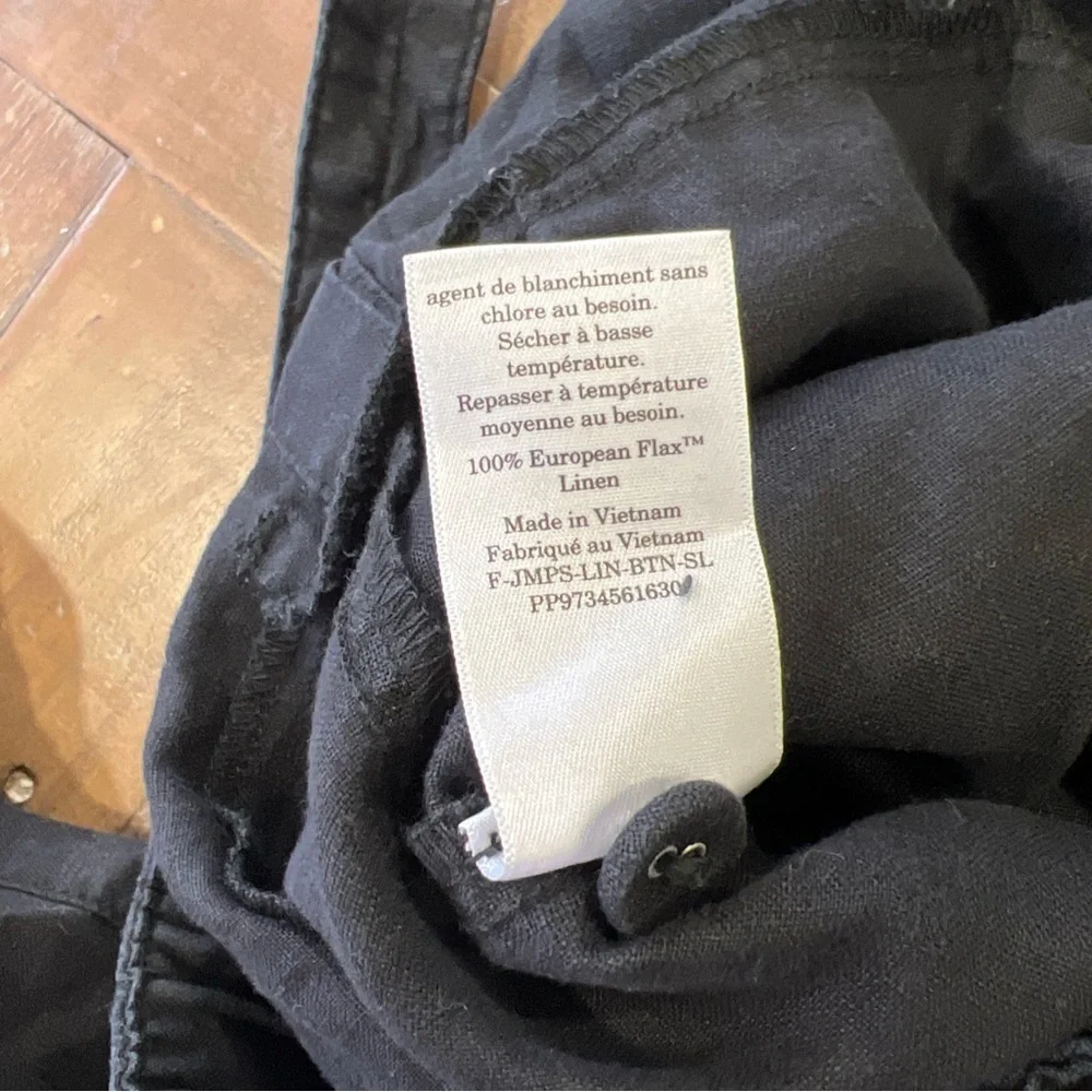 Everlane Square Neck Crop Flax Linen Overall Jumpsuit Size 6 Washed Black